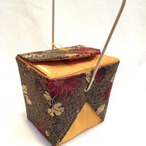 Yans NY Vintage Gold brocade Takeout Box Purse